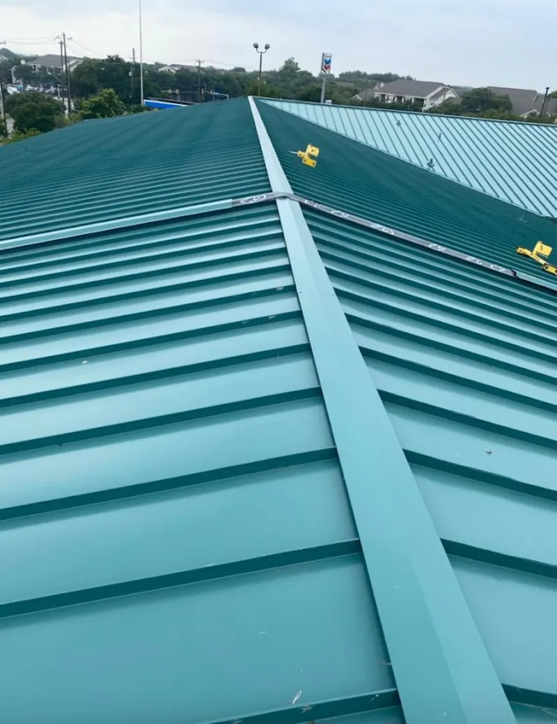 Green commercial metal roof ridge and valley for Metal Roof Repair in South Bound Brook